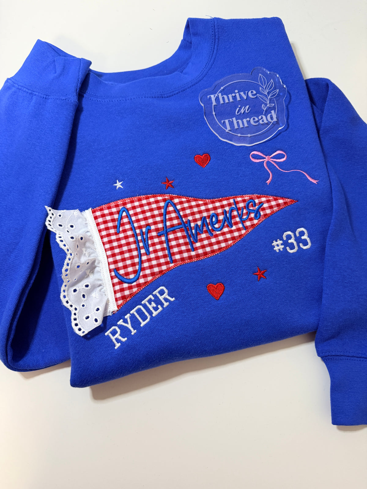 Embroidered Custom Pennant Lace Sweatshirt/Hoodie, Custom Name