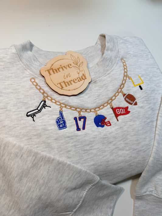 Custom Embroidered Buffalo Football Necklace with Charms Sweatshirt/Hoodie, Cute Buffalo sweatshirt