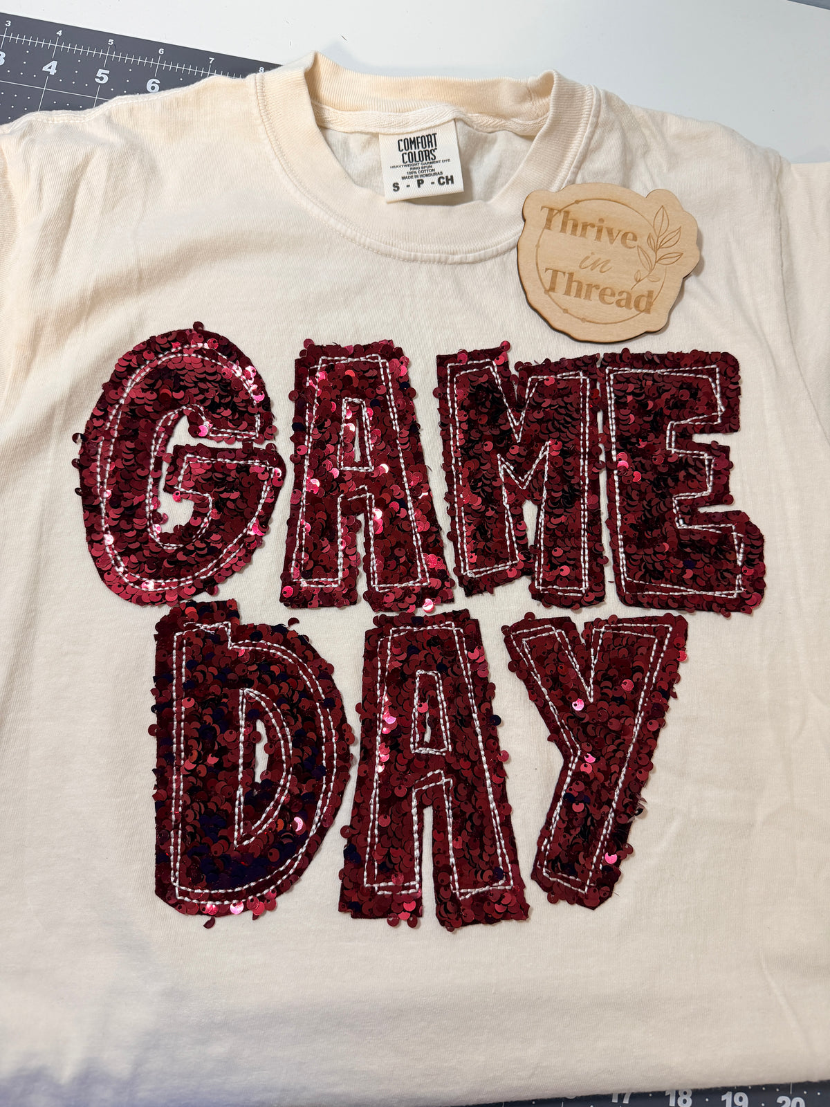 Custom Game Day Sequins Embroidery Comfort Colors T-shirt, Comfort Colors Gameday Tshirt, Bling shirt, Football Season tee, team spirit wear
