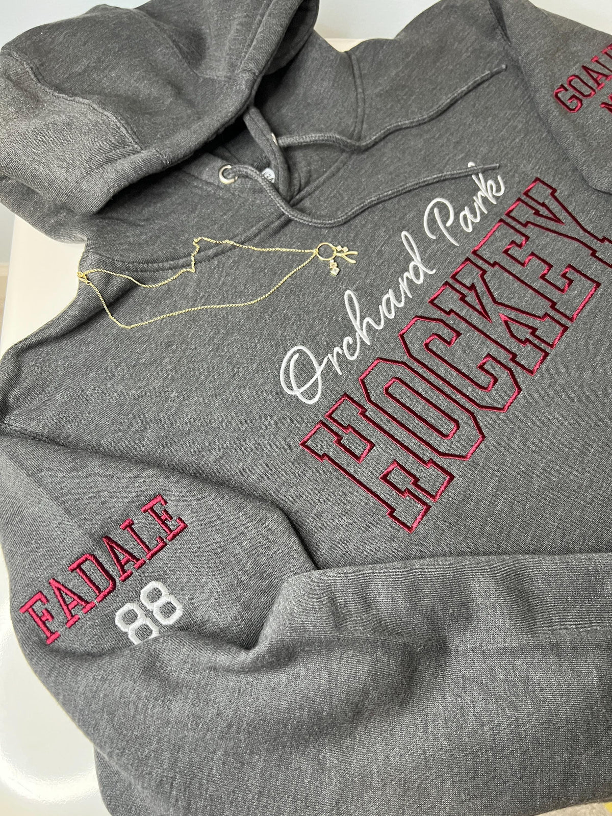 Custom Team Embroidered Sweatshirt/Hoodie, Sports Team Apparel, DTF Printed Custom Name & Number on Back, Hockey/Soccer Hoodie, Gameday