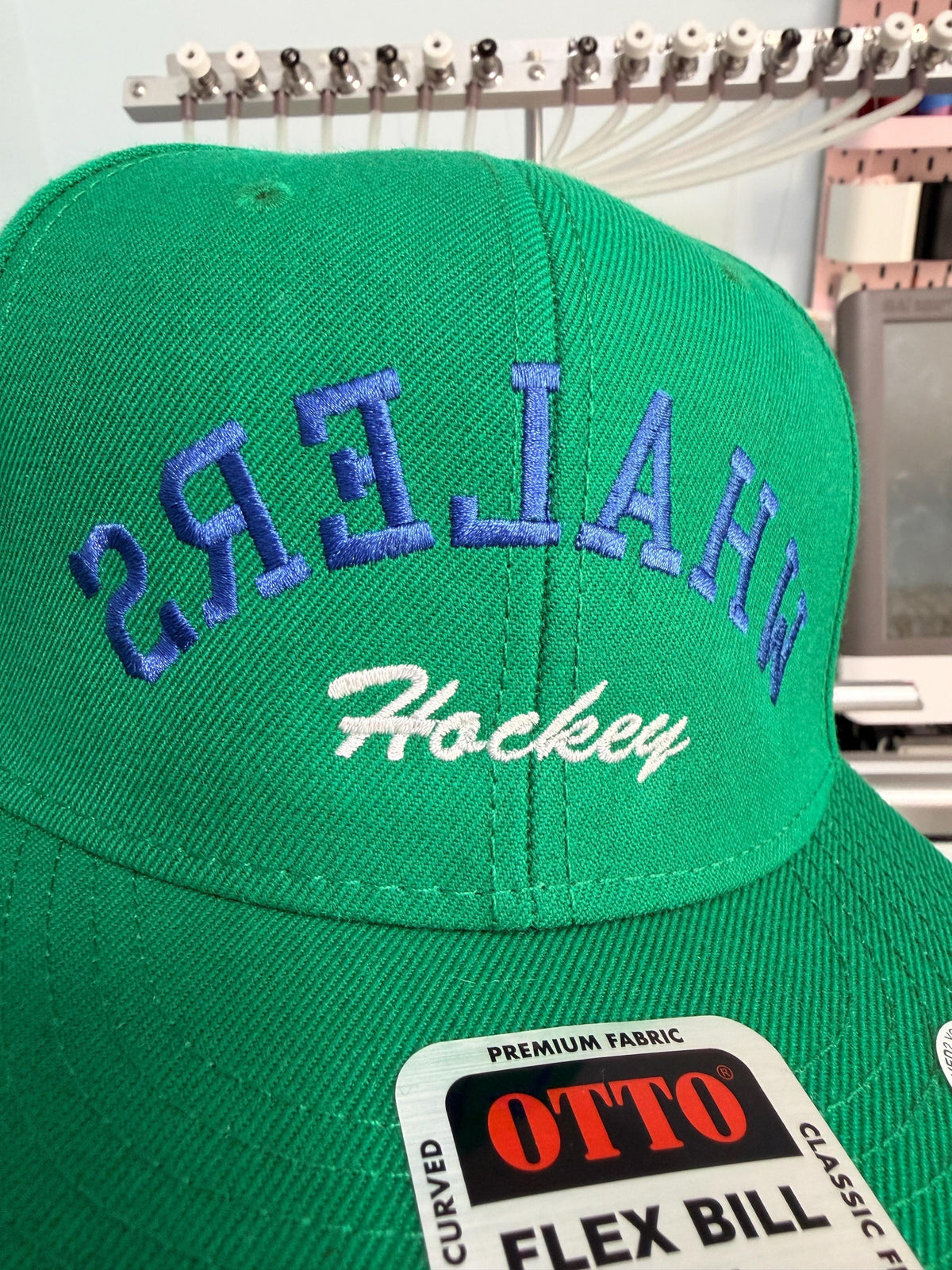 Custom Embroidery Hockey Team hat, Trendy Flipped Text, Custom Team Name & Color, Flat Bill Snapback Structured Hat, gift for hockey players