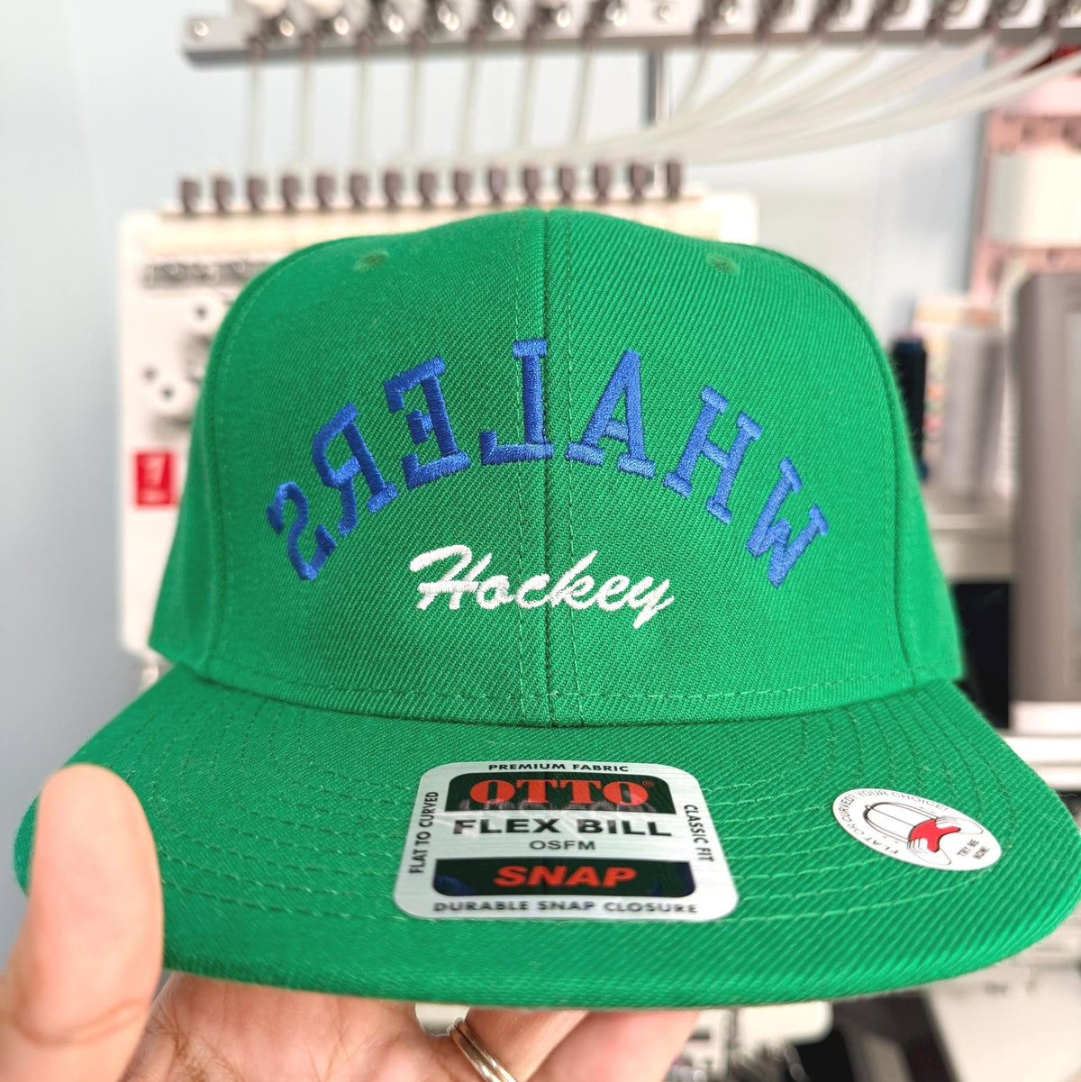 Custom Embroidery Hockey Team hat, Trendy Flipped Text, Custom Team Name & Color, Flat Bill Snapback Structured Hat, gift for hockey players