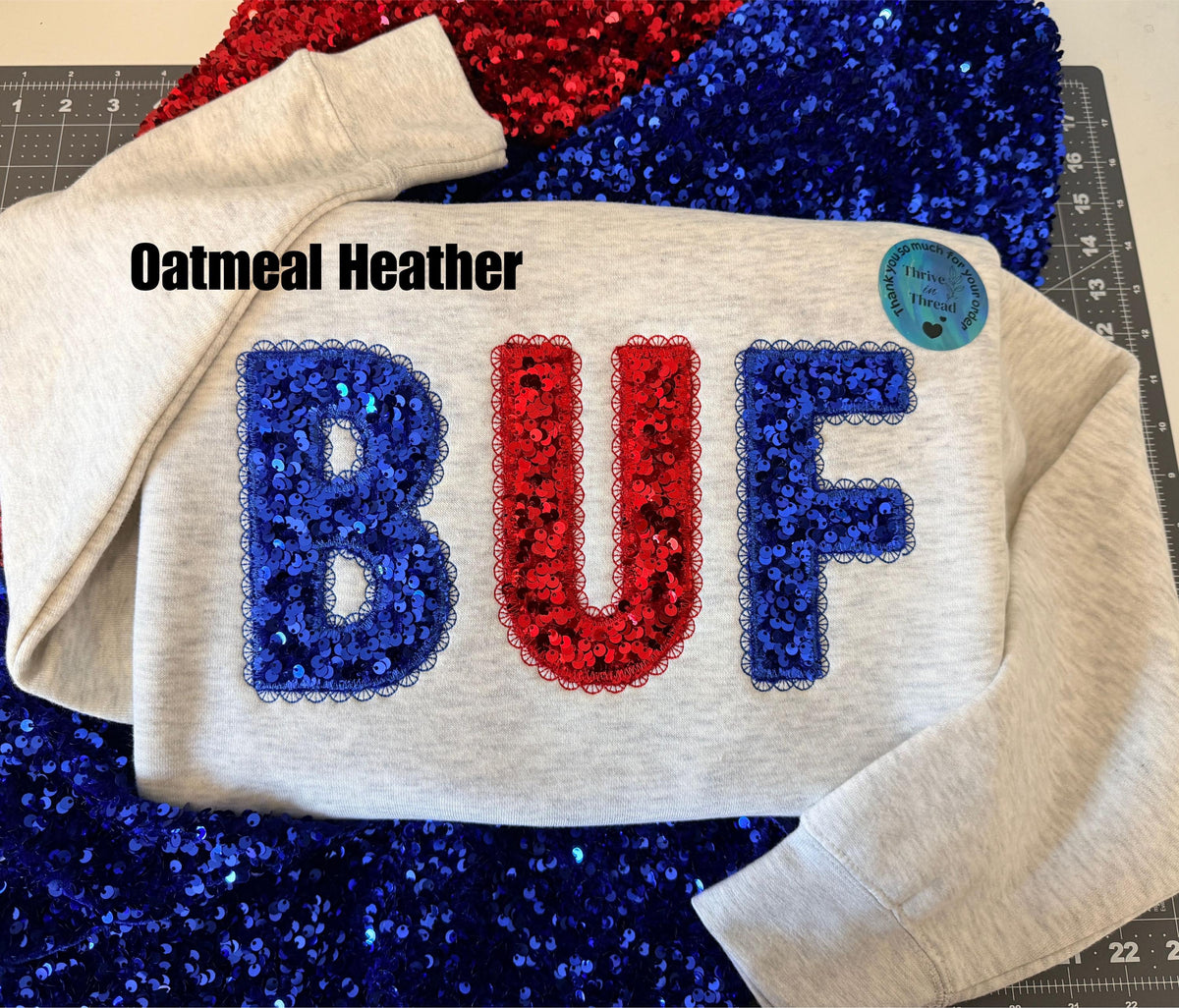 Custom Embroidered Buffalo Sequins Lace Font Sweatshirt/Hoodie