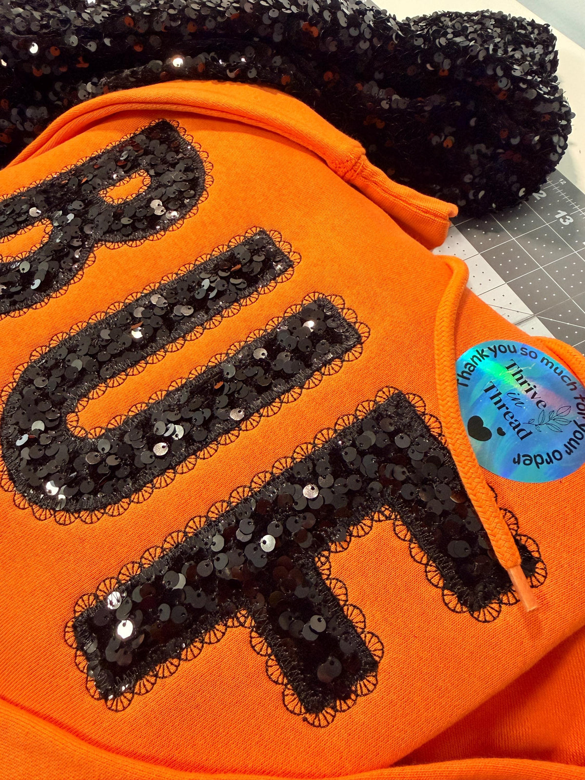 Custom Embroidered Buffalo Sequins Lace Font Sweatshirt/Hoodie