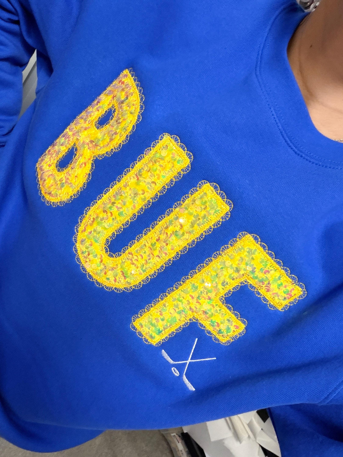 Custom Embroidered Buffalo Hockey Sequins Lace Font Sweatshirt/Hoodie, Buffalo Hockey, Sequins Applique, BUF sweatshirt, buffalo hockey fans