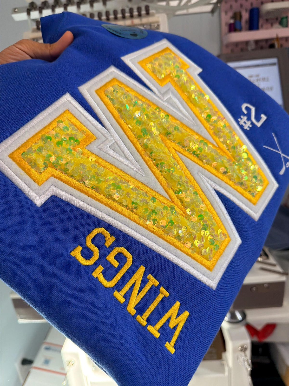 Embroidered Sequins Varsity Letter Sport Spirit Sweatshirt/Hoodie