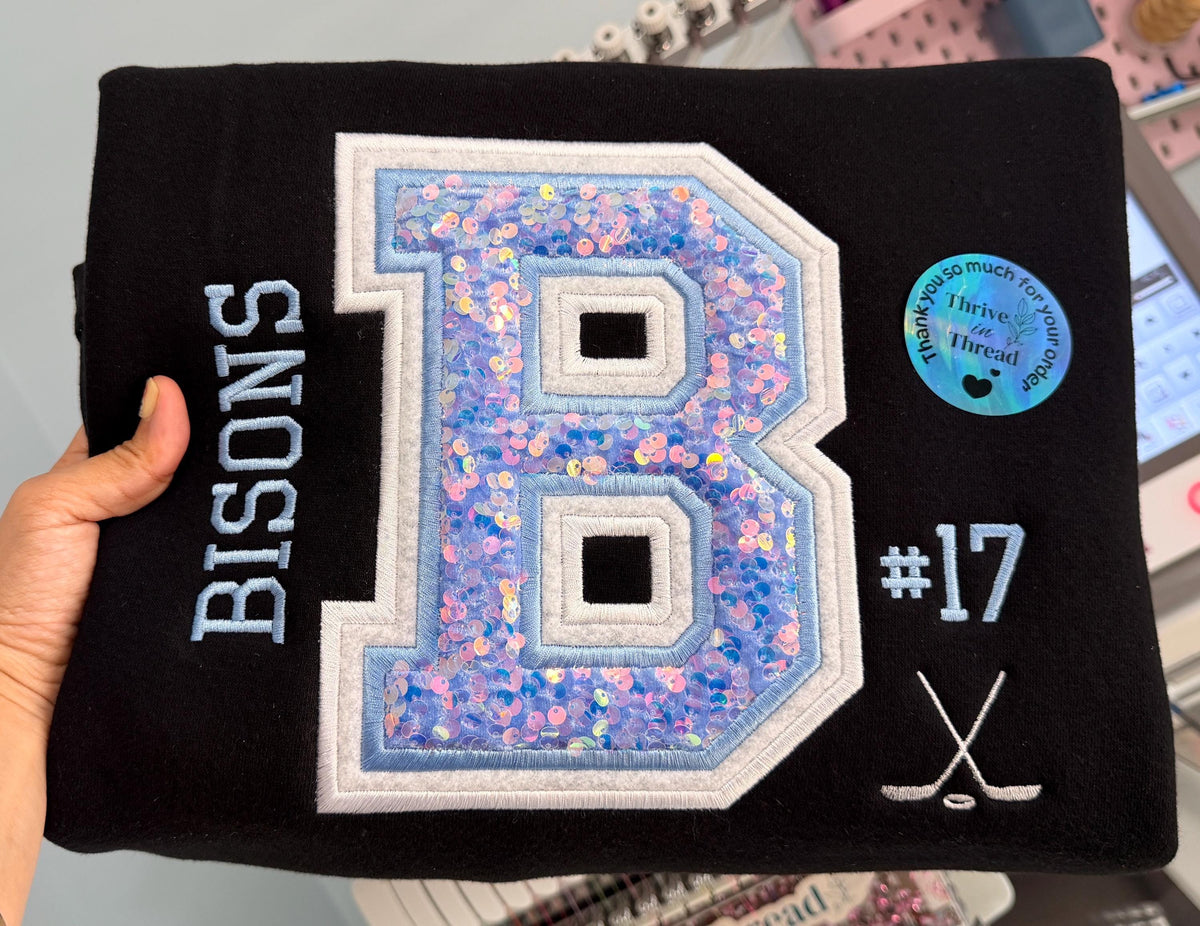 Embroidered Sequins Varsity Letter Sport Spirit Sweatshirt/Hoodie