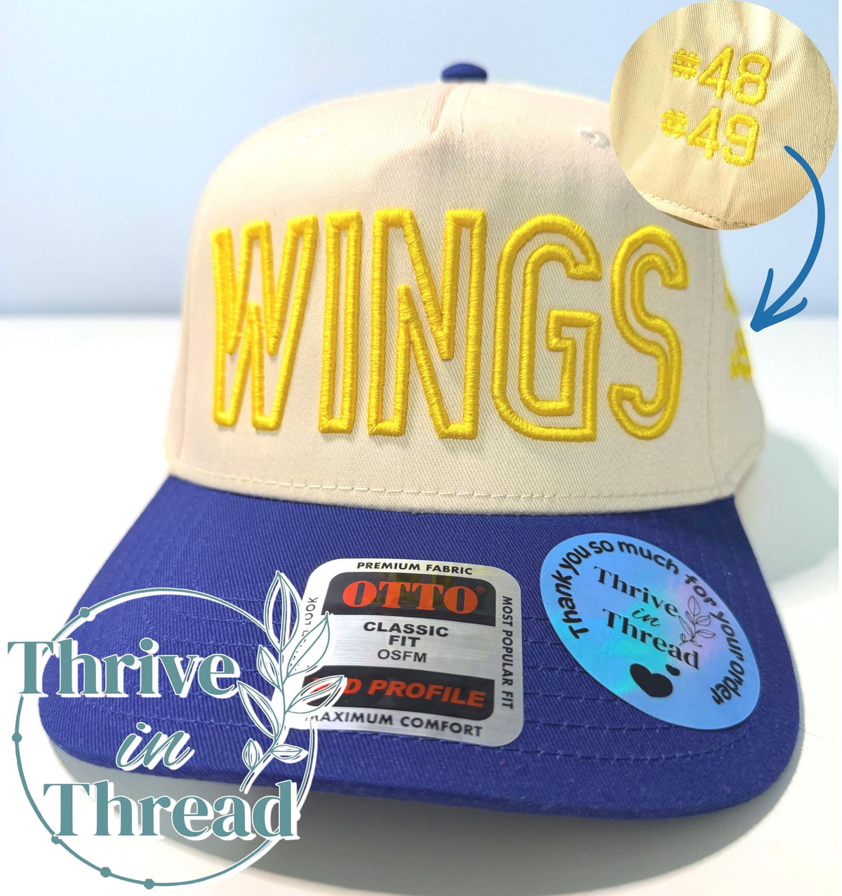 Custom Embroidery 3D puff foam hat, custom team name, custom school mascot name, custom player's number, team spirit hat, school spirit hat