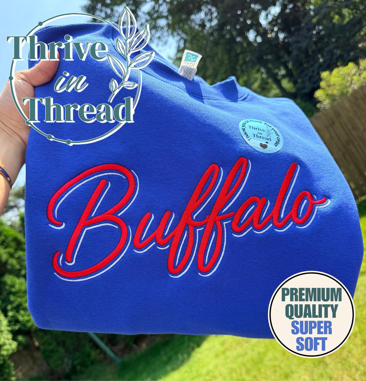 Custom Embroidered Buffalo Retro Script Sweatshirt/Hoodie