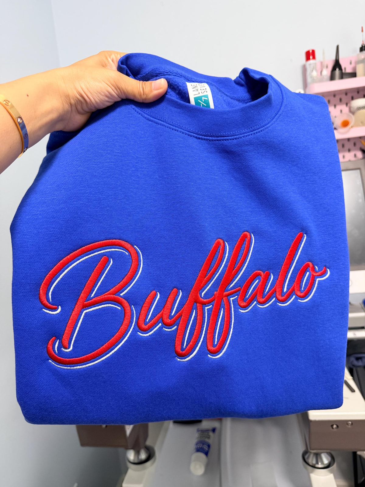 Custom Embroidered Buffalo Retro Script Sweatshirt/Hoodie