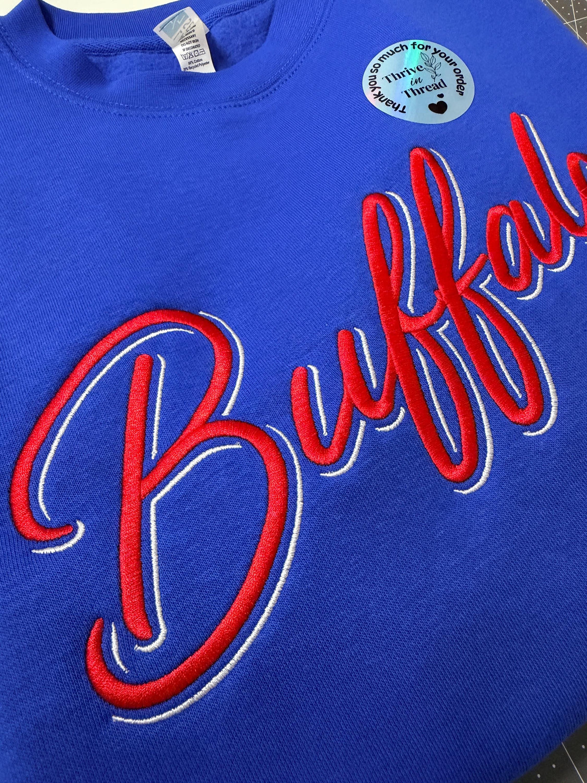 Custom Embroidered Buffalo Retro Script Sweatshirt/Hoodie