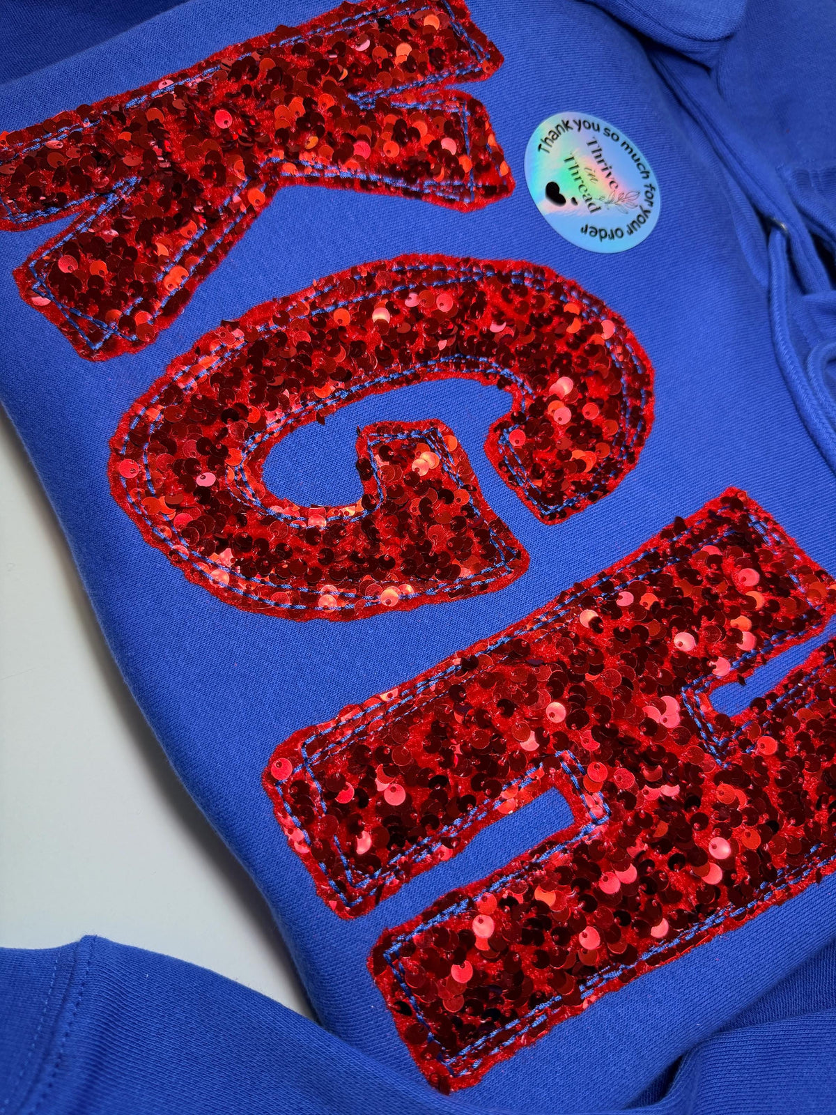 Custom Embroidered School Spirit Sweatshirt/Hoodie, Sequins embroidered school spirit wear, custom mascot, Bling spirit wear, back to school
