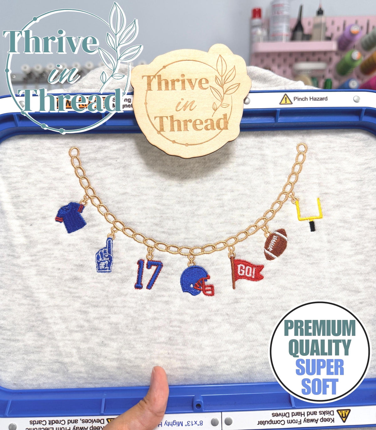 Custom Embroidered Football Necklace with Charms Sweatshirt/Hoodie, Team Spirit wear, Custom Number, Football Sweatshirt, Game Day shirt