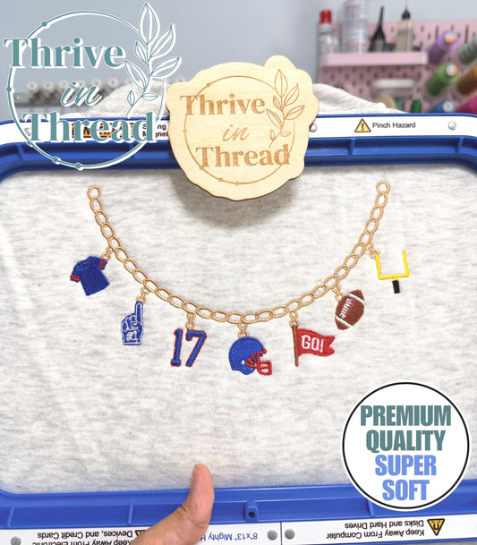 Custom Embroidered Football Necklace with Charms Sweatshirt/Hoodie, Team Spirit wear, Custom Number, Football Sweatshirt, Game Day shirt