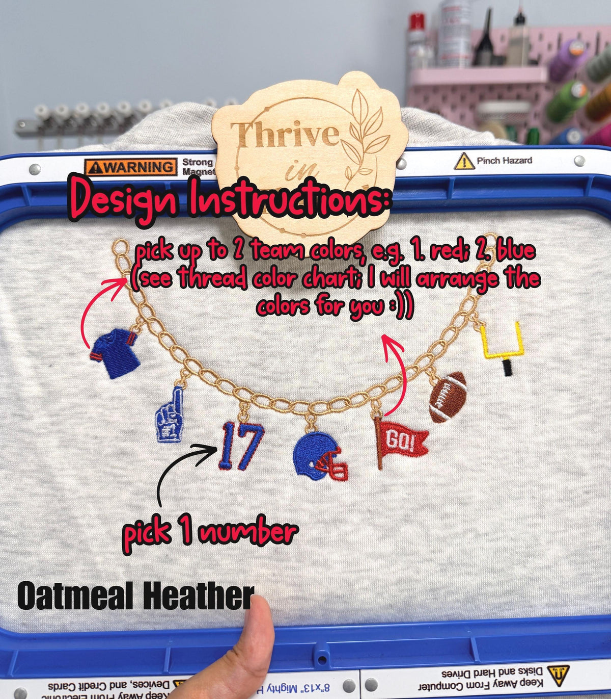 Custom Embroidered Football Necklace with Charms Sweatshirt/Hoodie, Team Spirit wear, Custom Number, Football Sweatshirt, Game Day shirt