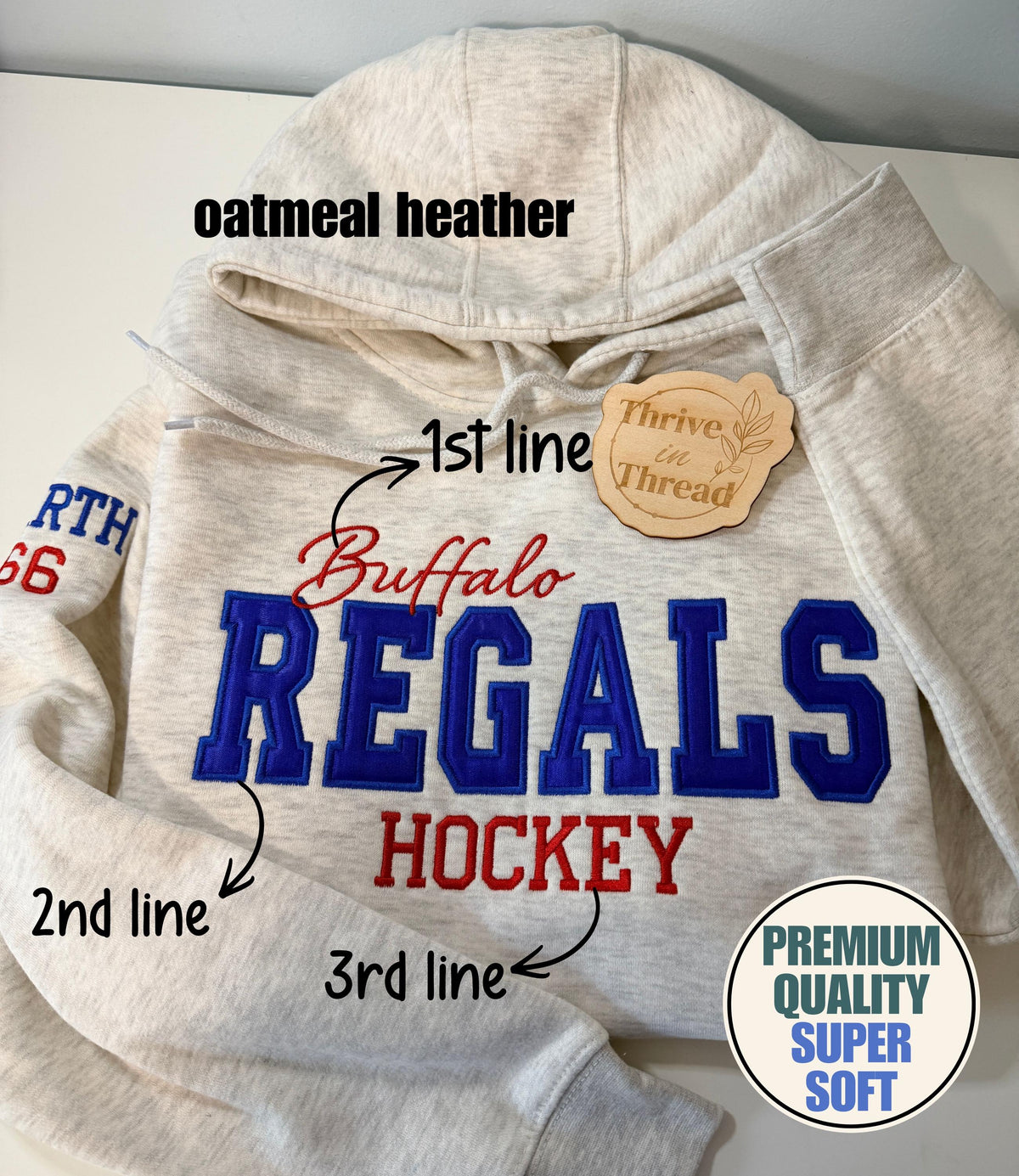 Custom Team Spirit Liquid Satin Applique Embroidered Sweatshirt/Hoodie