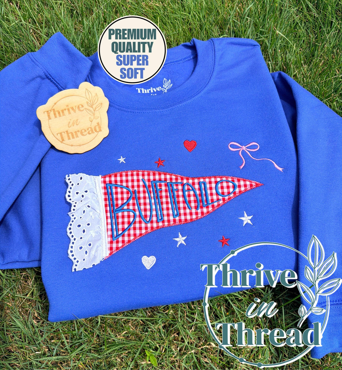 Embroidered Buffalo Pennant Lace Sweatshirt/Hoodie