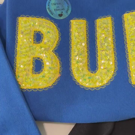 Custom Embroidered Buffalo Hockey Sequins Lace Font Sweatshirt/Hoodie, Buffalo Hockey, Sequins Applique, BUF sweatshirt, buffalo hockey fans