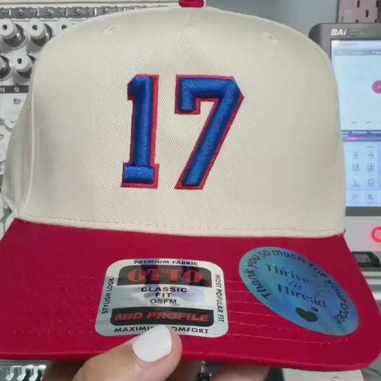 Custom Embroidery 3D puff number/letters hat, custom number, players number hat, Buffalo Football hat, 17 MVP, sports team hat, gameday hat