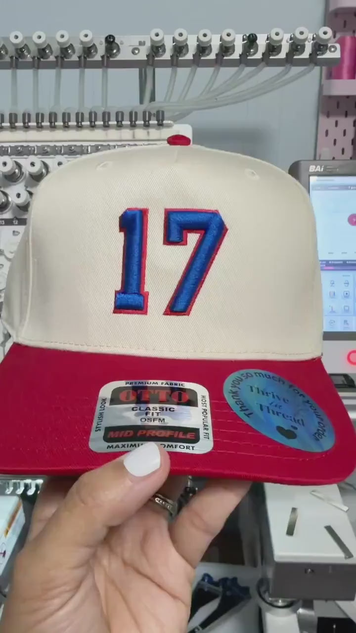 Custom Embroidery 3D puff number/letters hat, custom number, players number hat, Buffalo Football hat, 17 MVP, sports team hat, gameday hat